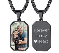 ChainsHouse Colgante Chapa Negro Porta Foto de Abuelo Abuela Hijos