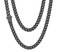 ChainsHouse Collar Chico Joven Acero Inoxidable Viceroy, Cadena Barbada con Cierre Oculto, 5 mm Ancho 46 cm Largo Negro