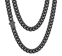 ChainsHouse Collar Chico Joven Acero Inoxidable Viceroy, Cadena Barbada con Cierre Oculto, 7 mm Ancho 46 cm Largo Negro