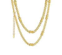 ChainsHouse Collar Cubano Hombre Oro Cadena Espinas Hip Hop Rock, 51cm Largo 5mm Ancho, Joya Regalo a Novio Padre