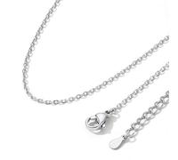 ChainsHouse Collar Mujer Color Plata 61cm para Suerter Camisa, Cadenas Rolo Cuello Women Necklace 1.4mm Ancho