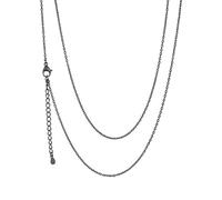 ChainsHouse Collar para Mujer Negro Acero Inoxidable Impermeable Collares Finos para Colgante, 1.4mm Ancho 55cm Largo + 5cm Alargador
