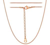 ChainsHouse Collar para Mujer Oro Rosa Hipoalergenico Eslabones Huesos Serpiente 1.2mm Ancho 41cm Largo + 5cm Alargador