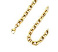 ChainsHouse Collar Rolo de Mujer Hombre Acero Quirurgico 3-5-7-9-12mm Ancho | 46cm - 76cm Largo [Platino/Dorado/Negro], Impermeable e Antioxidante, Joyero Includio