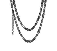 ChainsHouse Men Black Necklace Cadena Espinas Hip Hop Rock, 51cm Largo 5mm Ancho, Joya Regalo a Novio Padre