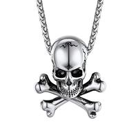 ChainsHouse Personalizable Calavera Pirata Colgante Craneo Demonio, Collar Gotico Esqueleto Acero para Hombres Mujeres