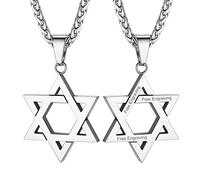 ChainsHouse Personalizable Estrella David Colgante Salomon Personalizable, Cadena con Estrellas de Seis Puntas Tono Plata