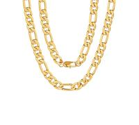 ChainsPro Cadena collar hombre mujer acero largo 46cm/51cm/55cm/61cm/66cm/71cm/76cm, 9mm Collar Cadena Hombre Plata/Oro/Negro, Collar Figaro Hombre Niño Necklace for Men Rapper, Ideas Regalo, 76cm