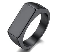 ChainsProMax Can Custom - Anillo con sello para mujer, acero inoxidable, chapado en oro, negro, caja de regalo, Metal, desconocido