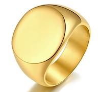 ChainsProMax Can Custom - Anillo con sello para mujer, acero inoxidable, chapado en oro, negro, caja de regalo, Metal, desconocido