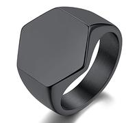 ChainsProMax Can Custom - Anillo con sello para mujer, acero inoxidable, chapado en oro, negro, caja de regalo, Metal, desconocido