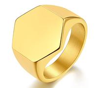 ChainsProMax Can Custom - Anillo con sello para mujer, acero inoxidable, chapado en oro, negro, caja de regalo, Metal, desconocido
