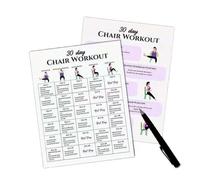 Chair Exercises For Seniors - Paper 25.4x20.3cm 30-Day Fitness Poster Set Of 6 | Illustrated Chair Exercise Chart For Adults, Beginners, And Seniors - Idea LFör Home, Gym, Travel
