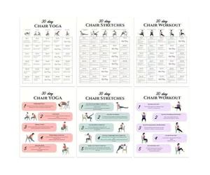 Chair Yoga - 6 Pieces 30-Day Workouts Supplies Exercise Cards Set