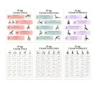 Chair Yoga 6 Pieces 30-Day Workouts - Supplies Yoga Poses Poster for Adults