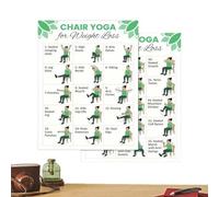 Chair Yoga Seniors - Illustrated Workout Poster Set with Step by Step Poses, Enhances Flexibility for Balance Mobility, Fitness Training Chart for Beginners Older Adults, Home Indoor Exercise Guide