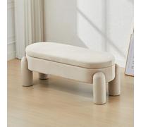 chairus Banco de Almacenaje para Pie de Cama Bancos Tapizados de Terciopelo, Banqueta con Patas Baúl para Tocador/Recibidor, Caqui