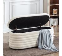 chairus Banco de Almacenamiento para Pie de Cama, Blanco | Tejido de Piel Sintética, Baúl de Almacenaje para Dormitorio, Puff