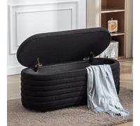 chairus Banco de Almacenamiento para Pie de Cama, Negro | Tejido de Piel Sintética, Baúl de Almacenaje para Dormitorio, Puff