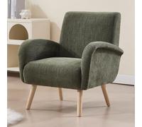 chairus Butaca Ocio de Tela Moderno Sofá de Salón Individual con Patas de Madera, Sillón Pequeño Lectura para Sala de Estar/Dormitorio, Verde