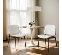 chairus Juego de 2 Sillas de Cocina de Cuero PU Silla de Comedor con Patas de Metal, Silla Acolchada sin Brazos Sillas Modernas para Salón/Restaurante, Blanco