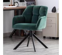chairus Silla Escritorio de Terciopelo Silla Pequeña de Oficina Giratoria, Silla Computadora Ocio con Patas Metálicas para Recepción/Despacho, Verde