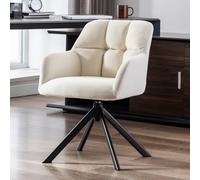 chairus Silla Escritorio de Terciopelo Silla Pequeña de Oficina Giratoria, Silla Computadora Ocio con Patas Metálicas para Recepción/Despacho, Blanco