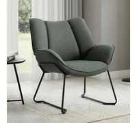 chairus Sillón de Salón Moderno de Lino Butaca Ocio de Dormitorio con Reposabrazos, Sillón Tapizado Lectura con Patas Negras para Hogar/Sala de Estar, Verde