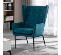 chairus Sillón Longue de Terciopelo para Balcón Moderno Silla de Bañera Tapizado Butaca de Salon Relax con Patas de Metal, Verde Azulado