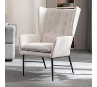 chairus Sillón Longue de Terciopelo para Balcón Moderno Silla de Bañera Tapizado Butaca de Salon Relax con Patas de Metal, Beige