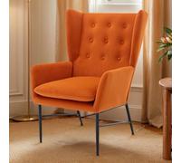 chairus Sillón Longue de Terciopelo Sillón de Salón Elegante, Silla Relax con Respaldo Largo Sofá Individual para Salón/Dormitorio, Naranja