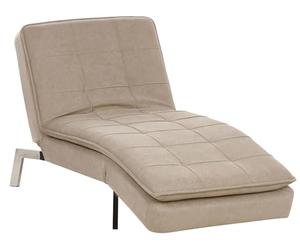 Chaise longue con reposapiés y respaldo reclinables tela beige Loiret