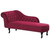 Chaise longue tapizado en terciopelo borgoña con botones versión izquierda Nimes