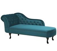 Chaise longue tapizado en terciopelo verde azulado con botones versión izquierda Nimes