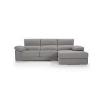 Chaise longue xl con arcón noemi derecha 4 plazas gris claro