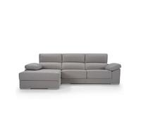 Chaise longue xl con arcón noemi izquierda 4 plazas gris claro