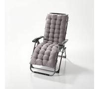 Chaise Loun - Silla de espuma viscoelástica, almohadilla reclinable acolchada gruesa con lazos, tela suave para interior/exterior/playa/camping, gris, 49.2 x 18.9 x 3.1 pulgadas