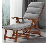 Chaise Lounge para Exteriores, sillas de Gravedad Cero para Interiores, Silla reclinable Plegable tapizada con reposapiés, Silla de Playa de Madera con cojín para Piscina Terraza Junto a la
