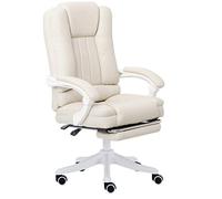 Chaise Silla de Oficina con reposapiés, Oficina en casa PC Escritorio Computer Racing Ejecutivo Silla Ejecutiva, Ergonómica Giratoria 145° Silla de Cuero Inclinada Ajustable con Cojín Coco y