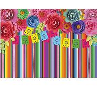 CHAIYA Telón de fondo de fiesta mexicana de 10 x 8 pies, festival, fiesta de cumpleaños, decoración del Cinco de Mayo, carnaval, banderas coloridas, pancarta floral, decoración de mesa, fondo CY-125