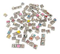 CHAKAE 100 Piezas Modulares De Módulo De Brazalete Italiano Conjunto Intercambiable Acero Inoxidable Acero Inoxidable Componentes Fabricación Joyas Joyería Italiana Kit Fabricación