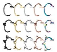 CHAKAE 5 uds/15 Uds. Anillos de Labio Falso Punk de Acero Inoxidable de 10mm Anillos de Labio con Clip en C hélice Rook Tragus Falso tabique joyería para Piercing Corporal