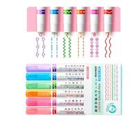 CHAKAE 6 marcadores de curvas multicolor para estudiantes, profesores, herramientas de escritura vibrantes y suaves, bolígrafos esenciales para manualidades
