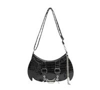 CHAKAE Bolso de mano de mujer con cadena, bolso de mano de moda para axilas, bolso de hombro con ala de murciélago, elegante bolso de mano de piel sintética para mujer, bolso de mano de ala de