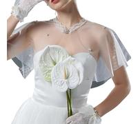 CHAKAE Chal de novia para ceremonia de boda, chal de tul blanco de una sola capa, envoltura de novia, elegante accesorio de media novia, accesorio de ceremonia de boda