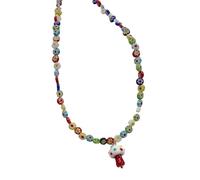 CHAKAE Collar Colorido Cuentas Vidrio Con Colgantes Champiñones Y Diseños Florales Decoración Para Atuendos Joyas Retro