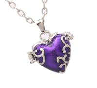 CHAKAE Collar con colgante de corazón de latón con acabado de resina y compartimento secreto, joyería elegante para uso diario, cadena de cuello vintage de latón, talla única, como se describe, como