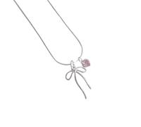 CHAKAE Collar con colgante de corazón y lazo, regalos especiales para mujeres de moda que buscan estilos únicos e individualidad con lazo