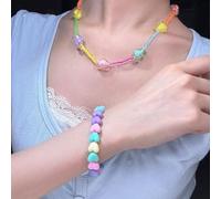 CHAKAE Collar con colgante de estrella de arco iris, elegante cadena de muñeca, joyería ligera con cuentas para uso diario, ocasión especial, joyería de estrella con cuentas brillantes, necklace, como