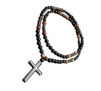 CHAKAE Collar De Cuentas Negras Religiosas Crosses Modernas Crosses Y Espaciadores De Piedra Natural Joyas Cristianas Regalos Cumpleaños Joyería Para Hombres
